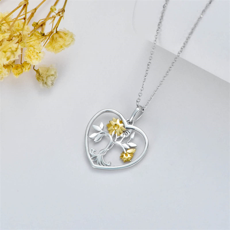 14K Gold Sunflower Pendant Necklace