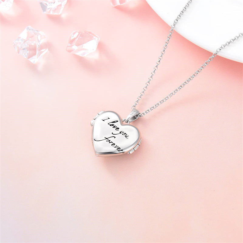 Sterling Silver Father Daughter Locket Pendant Custom Personalized Photo Necklace