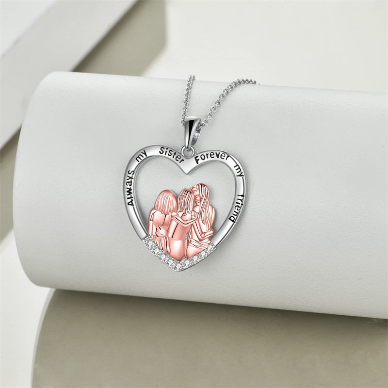 Sterling Silver Sister Pendant Necklace Engraved With Always My Sister forever My Friend