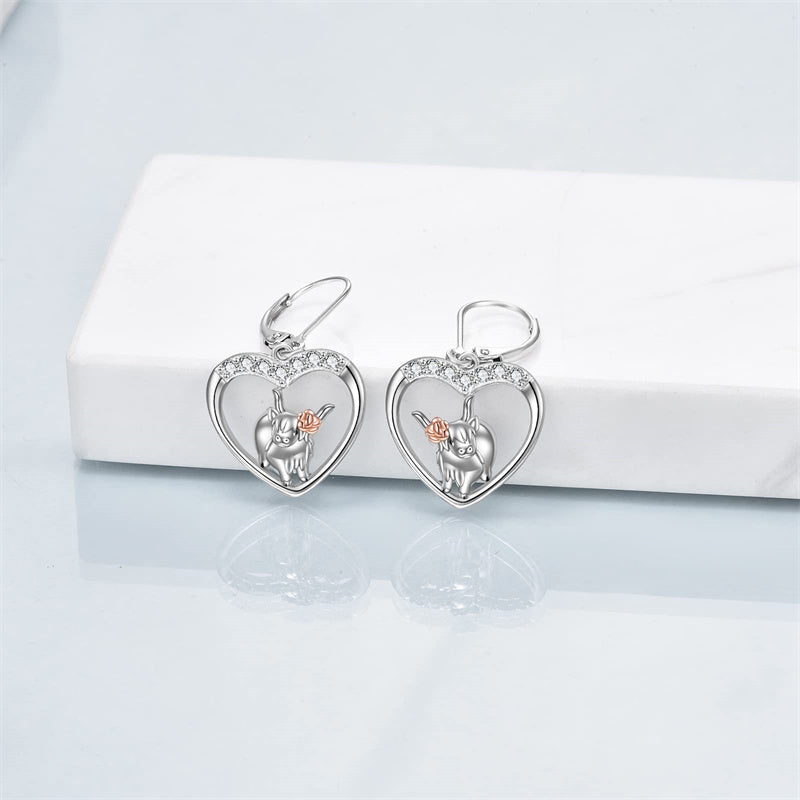 Sterling Silver Highland Cow Leverback  Earrings