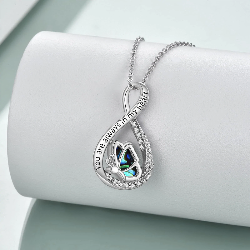 Infinity Butterfly Urn Necklaces for Ashes 925 Sterling Silver Cremation Butterfly Jewelry for Women Heart Urn You are Always in My Heart