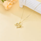 14k Gold Sunflower Heart & Infinity Pendant Necklace