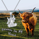 Sterling Silver Highland Cow Pendant Necklace