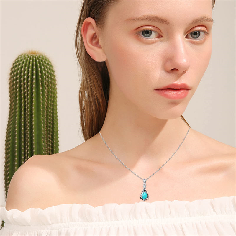 Sterling Silver Opal Turquoise TearDangle Urn Necklace for Ashes