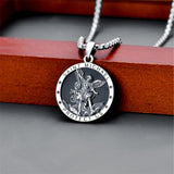 Sterling Silver St Michael St Christopher Pendant Necklace for Men