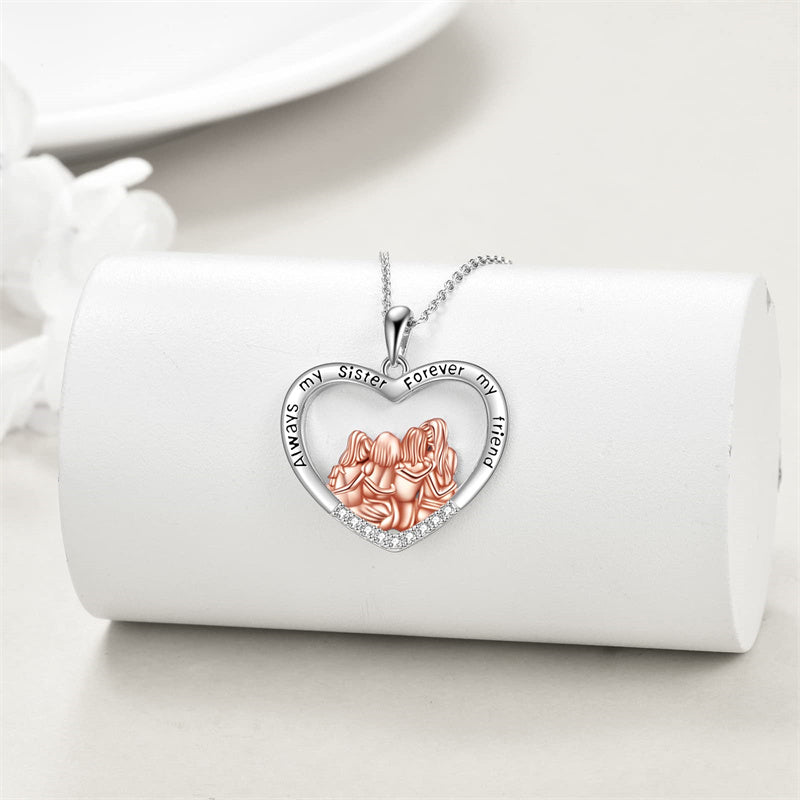 Sterling Silver Sister Pendant Necklace Engraved With Always My Sister forever My Friend