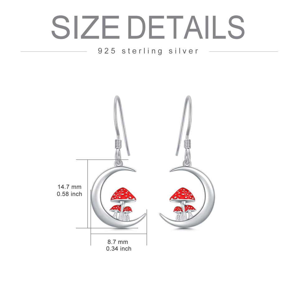 Sterling Silver Mushroom Dangle Earrings