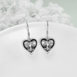 Sterling Silver Heart Gothic Witches Dangle Earrings