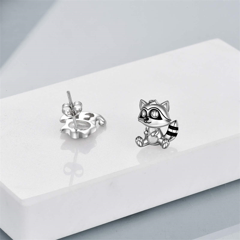 Sterling Silver Raccoon Stud Earring