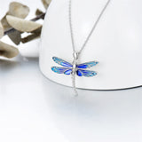 Sterling Silver Blue Dragonfly Pendant Necklace
