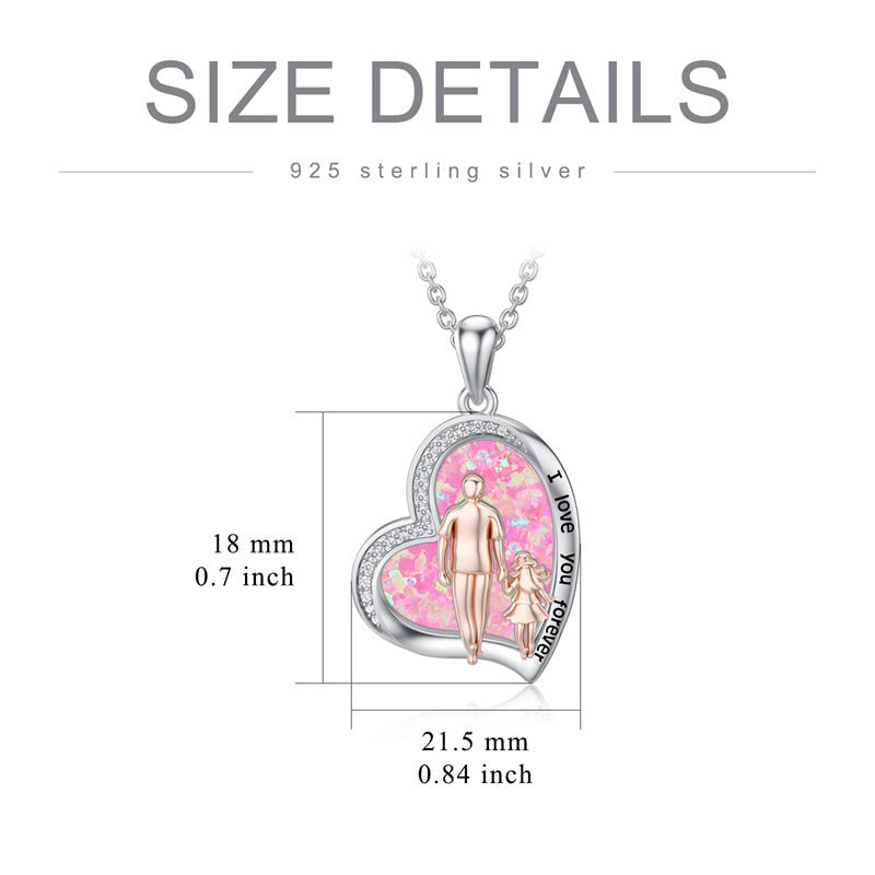Sterling Silver Father Daughter Heart Pendant Necklace from Dad Gift for Daughter