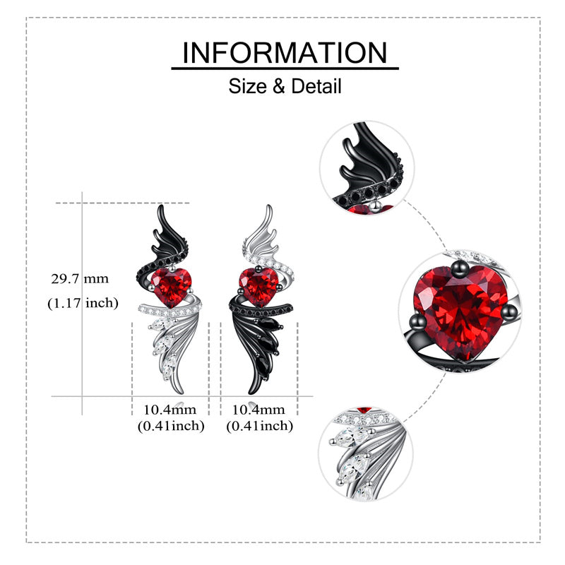 Sterling Silver Angel Devil Stud Earrings