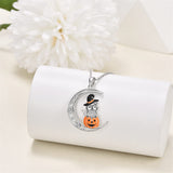 Sterling Silver Ghost Pumpkin Pendant Necklace