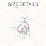 Sterling Silver Father Daughter Heart Pendant Necklace from Dad Gift for Daughter