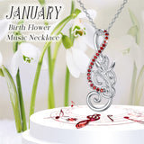 Sterling Silver Birthstone Music Note & Birth Flower Pendant Necklace