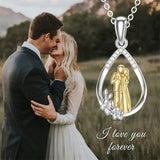 14K Gold Lovers Couple Pendant Necklace
