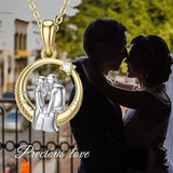 14K Gold Lovers Couple Pendant Necklace