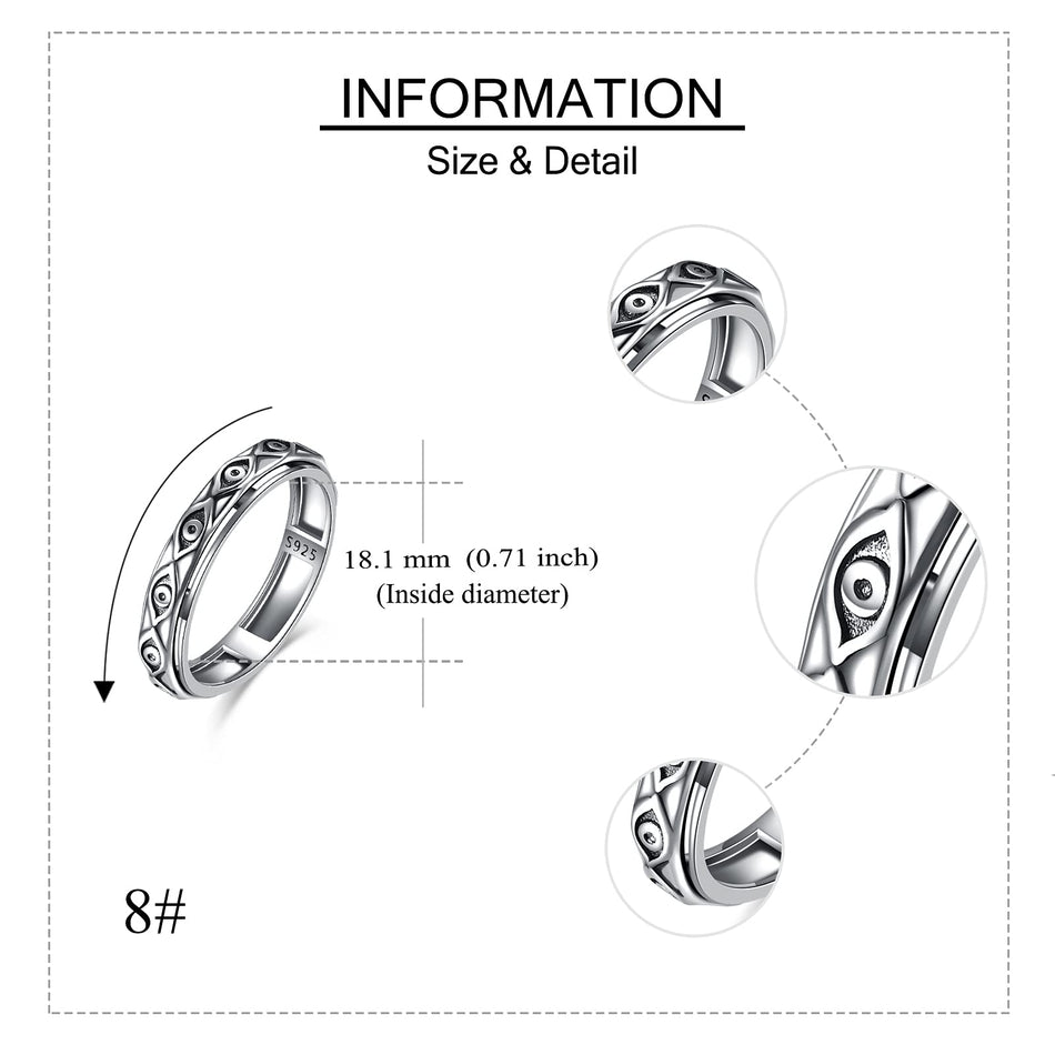 Sterling Silver Evil Eye Spinner Ring