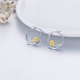 Sterling Silver Sunflower Earrings Hoop Earrings