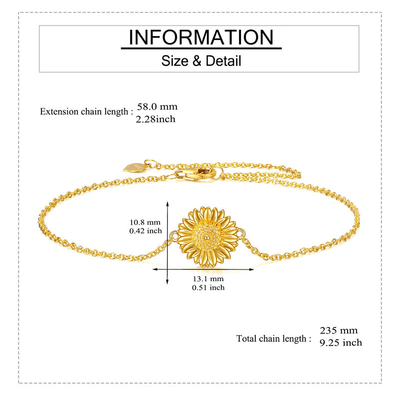 14K Yellow Gold Sunflower Bracelet