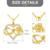 14k Gold Sunflower Heart & Infinity Pendant Necklace
