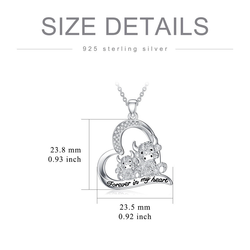 Sterling Silver Highland Cow Pendant Necklace