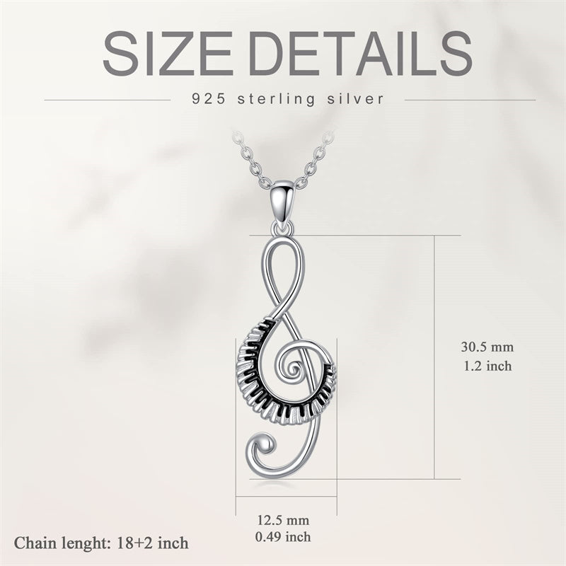 Sterling Silver Piano Music Note Dancer Pendant Necklace