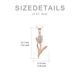 14K Gold Tulip Flower Pendant Necklace
