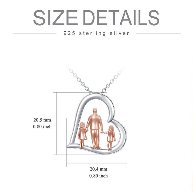 Sterling Silver Father Daughter Heart Pendant Necklace from Dad Gift for Daughter