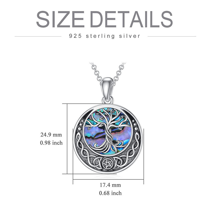 Sterling Silver Tree of Life Urn Necklaces Abalone Opal Shell Cremation Jewelry for Ashes