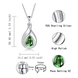 Sterling Silver Cubic Zirconia Tear Dangle Urn Necklace for Ashes