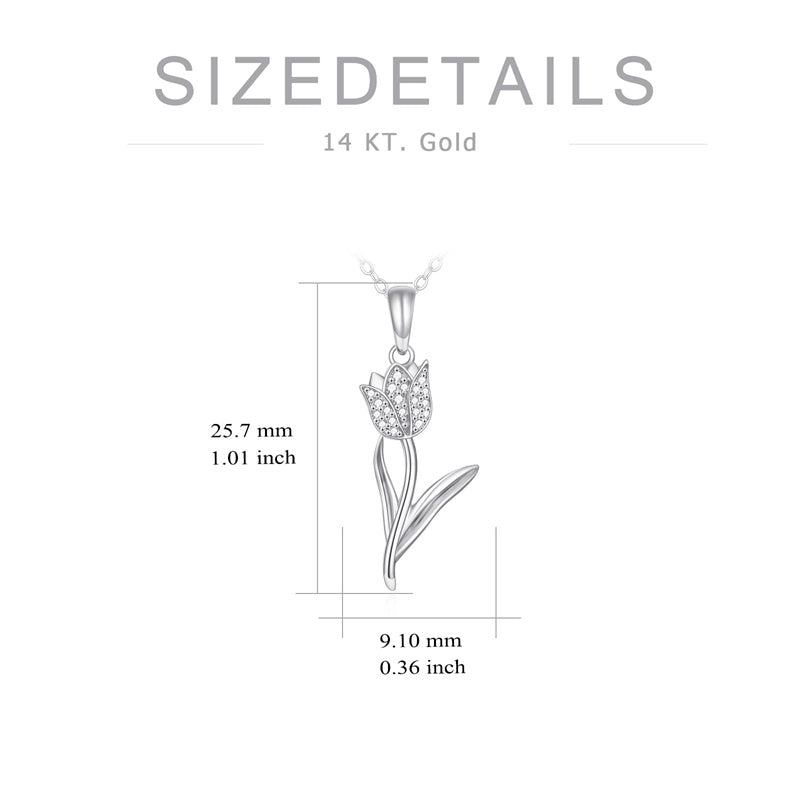 14K Gold Tulip Flower Pendant Necklace