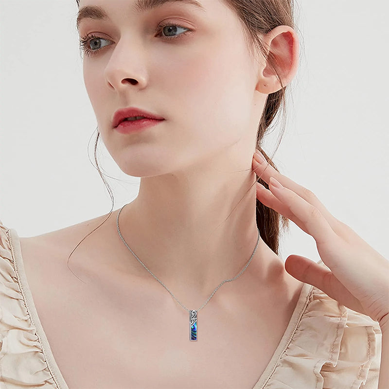 Sterling Silver Abalone Shell Urn Necklace for Ashes With Engraved