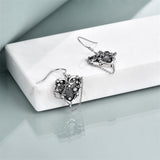 Sterling Silver Heart Gothic Witches Dangle Earrings