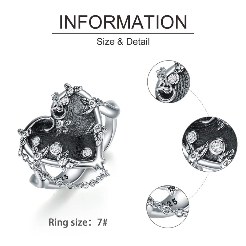 Sterling Silver Witch Heart Nature Ring