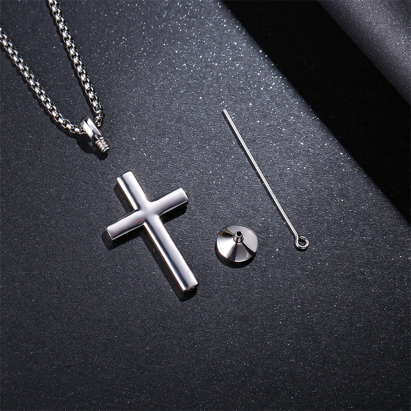Sterling Silver Cross Urn Pendant for Ashes