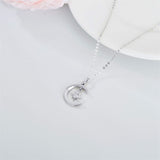 14k Gold Moon and North Star Pendant Necklace