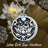 Evil Eye Urn Necklace Sterling Silver Lotus  Evil Eye Pendant Necklace Spiritual Protection Jewelry Birthday Christmas Gifts for Women Men