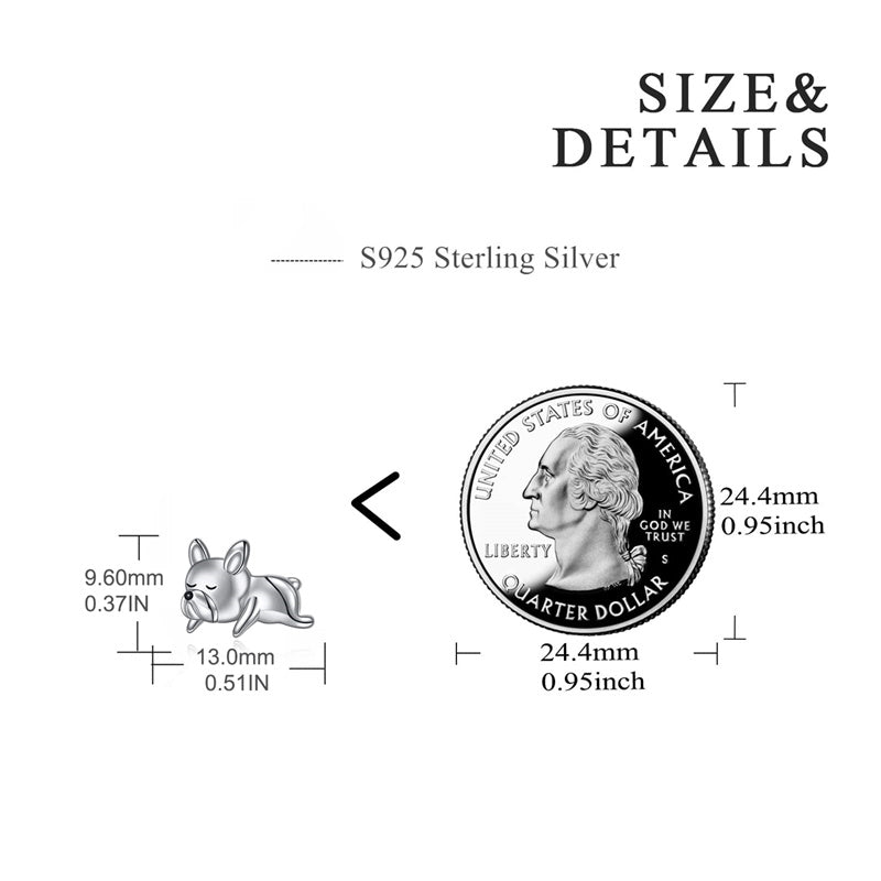 Sterling Silver French Bulldo Stud Earrings