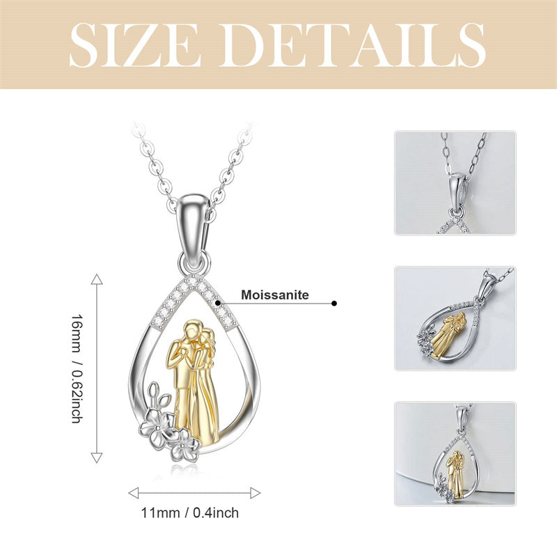 14K Gold Lovers Couple Pendant Necklace