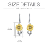 Sterling Silver Sunflower Flower Dangle Earring