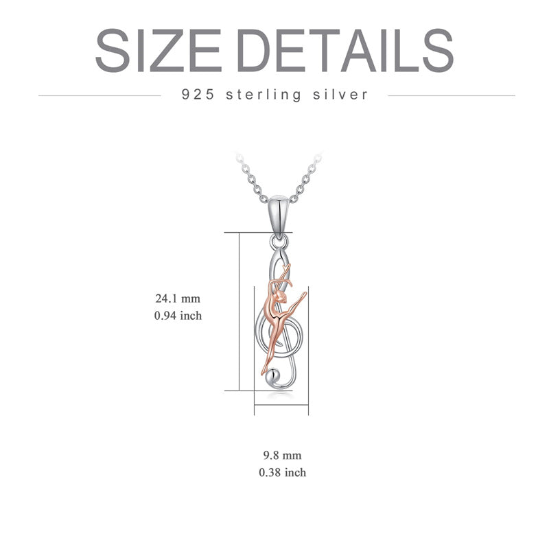 Sterling Silver Piano Music Note Dancer Pendant Necklace
