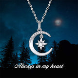 14k Gold Moon and North Star Pendant Necklace
