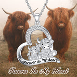 Sterling Silver Highland Cow Pendant Necklace