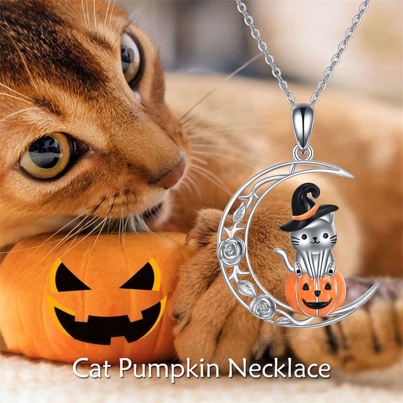 Sterling Silver Ghost Pumpkin Pendant Necklace