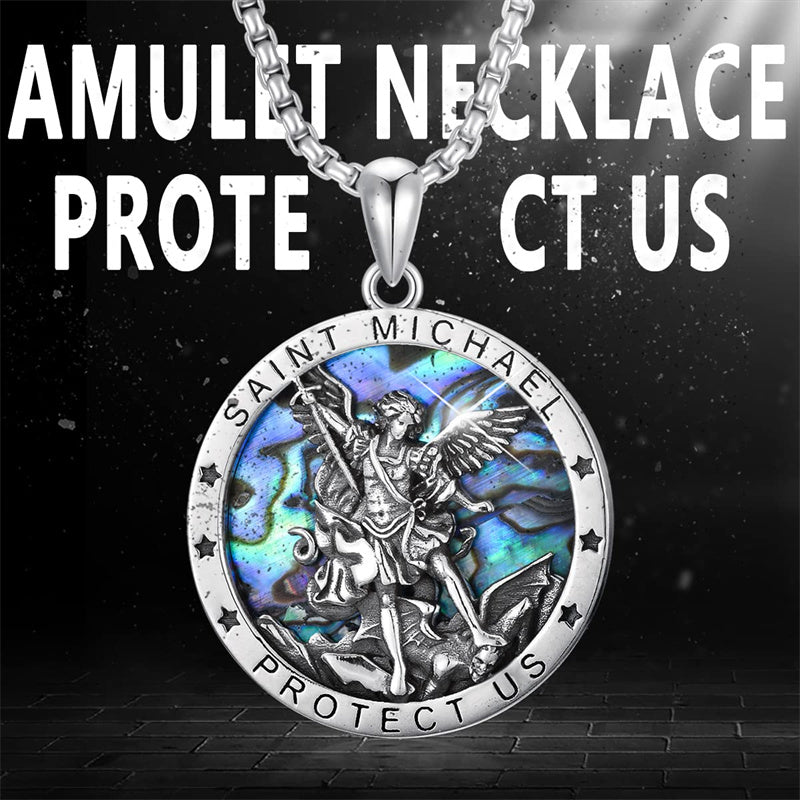 Sterling Silver St Michael St Christopher Pendant Necklace for Men