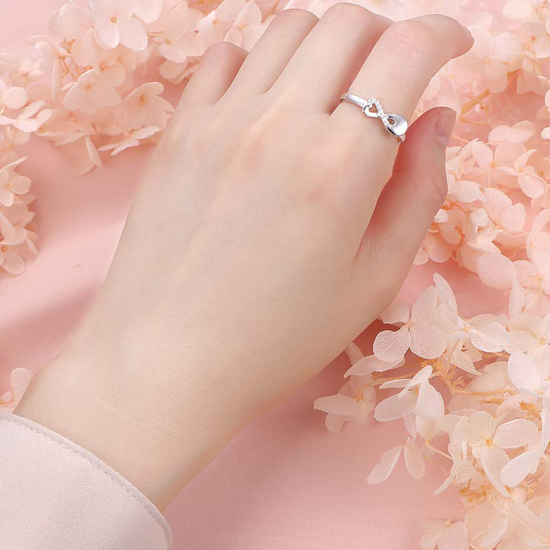 Sterling Silver Infinity Heart Shape Urn Ring for Ashes Engraved With Forever In My heart