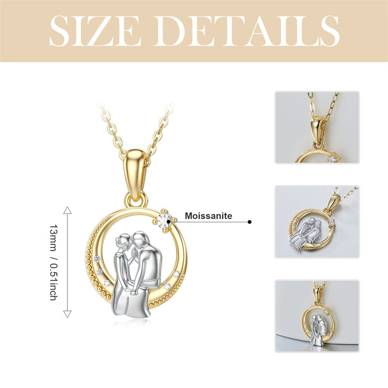 14K Gold Lovers Couple Pendant Necklace