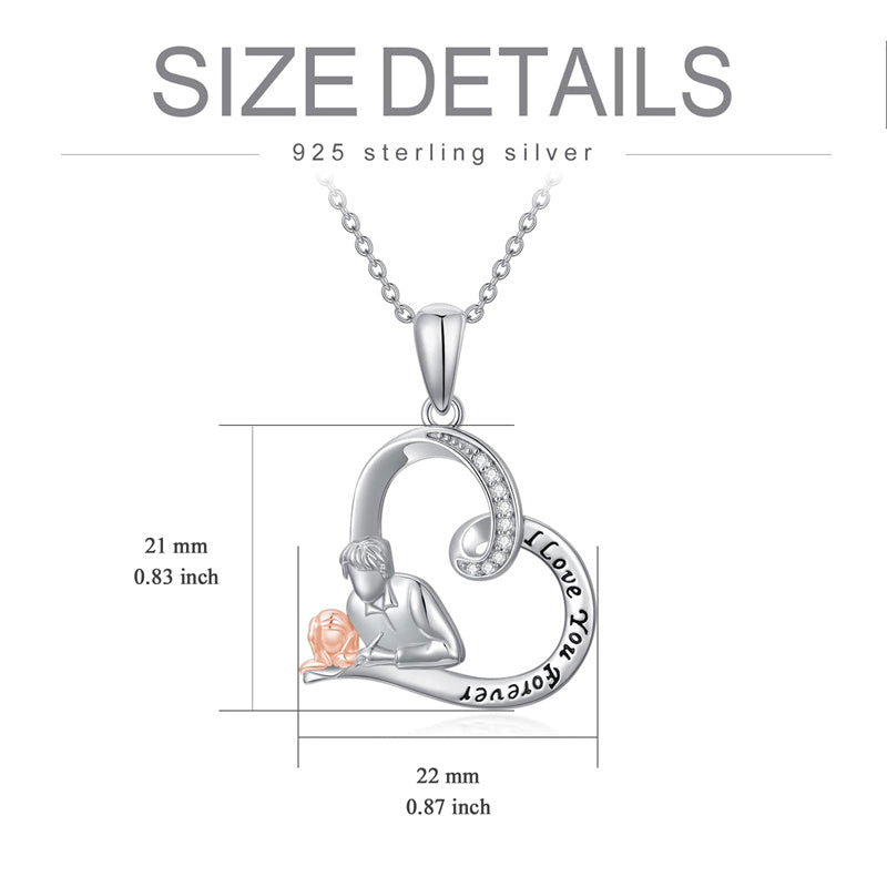 Sterling Silver Father Daughter Heart Pendant Necklace from Dad Gift for Daughter