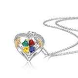Sterling Silver Personalized Birthstone & Name Heart Shaped Pendant Necklace